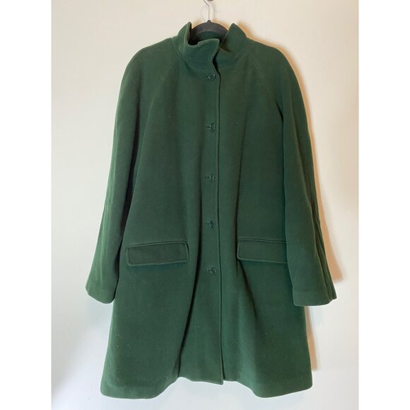 Lands End Womens Classic Wool Trench Over Coat Green Size 22W - Picture 1 of 11